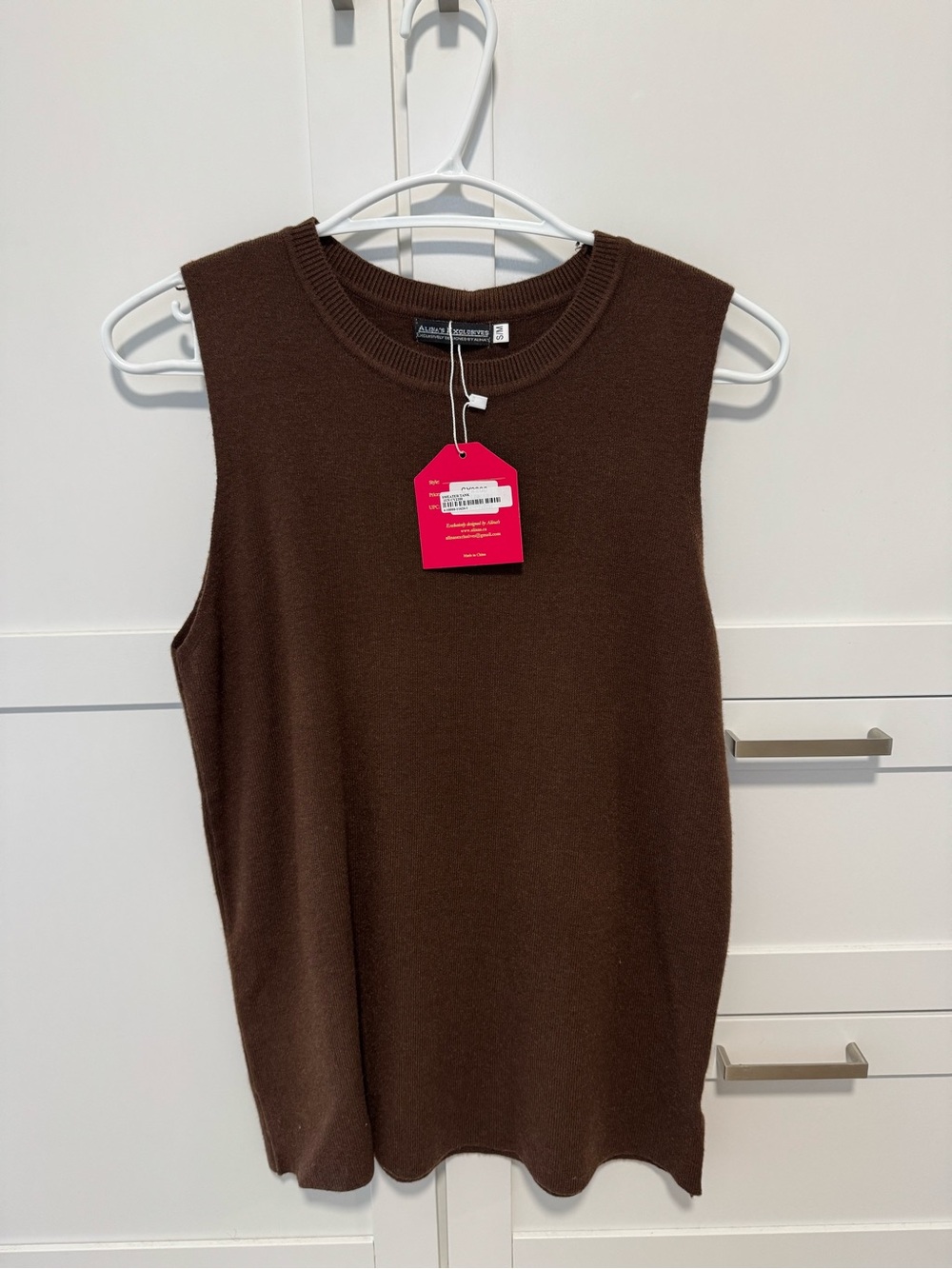 Sleeveless Knit Shell Top - Brown